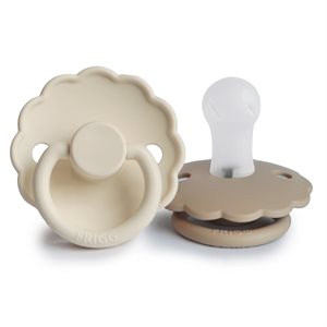 FRIGG Daisy - Round Silicone 2-Pack Pacifiers - Cream/Croissant - Size 1
